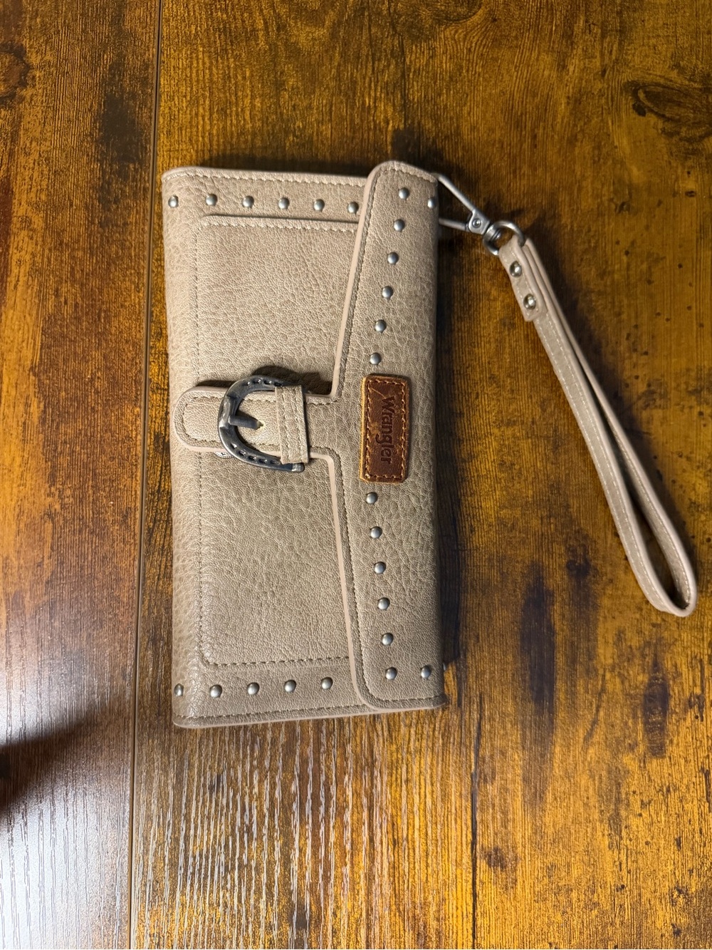 Wrangler Taupe Studded Wristlet with Buckle